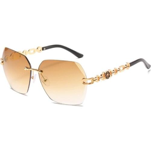 Diamond Rimless Sunglasses Women 2021 Rectangle Steampunk Sun Glasses UV400