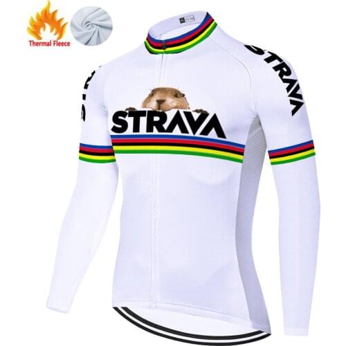 Strava Winter Thermal Fleece Camisa Masculina Equipment Kurtka Rowerowa Męska Hombre Men Maillot Ciclismo Cycling Jersey