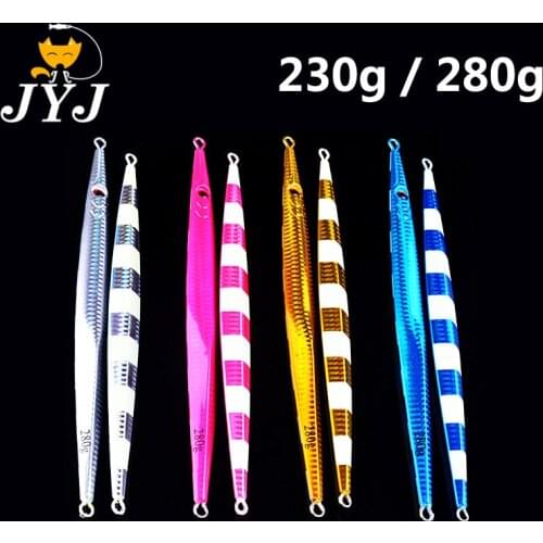 1PC 230g 280g Deep Sea Slow Pitch Vertical Jigging Fishing Lure Big Game Slender Metal Jig Bait For Tuna Fish