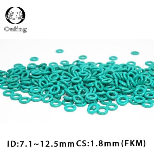 10PCS/lot Fluorine rubber Green FKM O ring Seal CS1.8mm ID 7.1/7.65/8.5/8.75/9.25/9.5/10/11.8/12.5mm Rubber O-Ring Seal Gasket