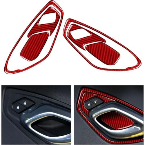 2 Set Car Interior Door Handle Bowl Switch Button Cover Trim Frame Sticker Fit For Chevrolet Camaro 2016 2017 2018 2019 2020