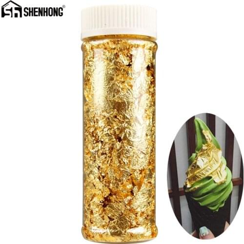 5PCS Cake Decorating Tools Edible Grade Genuine Gold Silver Leaf Schabin Flakes 2g 24K Gold Decorative Dishes for Chef Art
