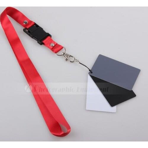 Camera Accessory 3in1 Pocket-Size Digital White Black Grey Balance Cards 18% Gray Card with Neck Strap for Digital Photography