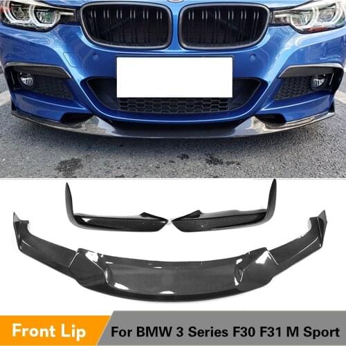Car Styling Carbon Fiber Front Lip Spoiler Bumper Chin Apron for BMW F30 F35 M Sport 2012 - 2018 Splitters Canards Fins Winglets