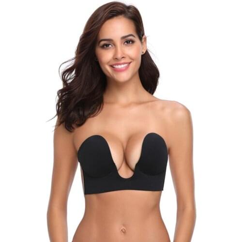 Plunge U Sexy Invisible Adhesive Seamless Bra brassiere Strapless Bra Push Up Bralette Sexy Bras for Bikini Wedding Party Dress