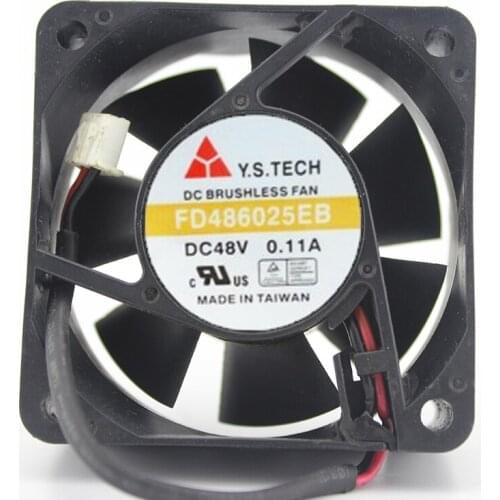 Y.S.TECH FD486025EB DC 48V 0.11A 60x60x25mm 2-wire Server Cooling Fan