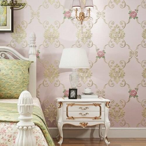 Beibehang European warm 3D stereoscopic embossed garden flowers to wallpaper bedroom living room TV background papel de parede