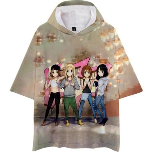 Anime K-ON K ON Cosplay T-shirt Yui Mio Ritsu Tsumugi Azusa 3D Print Short Sleeve Hooded T Shirt Women Men Harajuku Tops Tees