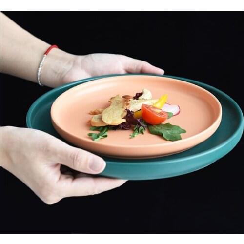 JSWORK Japanese-style Ceramic Dinner Plates for Food Dish Set Dinnerware Tableware Kitchen Chinese Dinnerware Round 10Inch