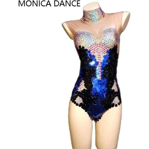 Nightclub Stage Rhinestone Bodysuit Lady Birthday Celebrate Outfit Prom Women Dancer Show Evening Party Wear