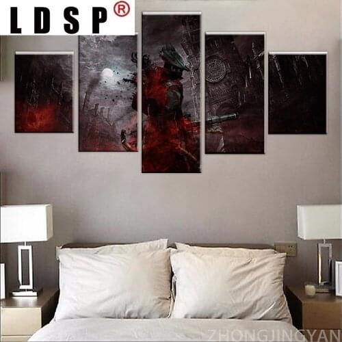 LDSP Game Bloodborne Role Modern Home Wall Painting Canvas Art HD Print Painting Canvas Wall Picture For Home Decor 5 Panels