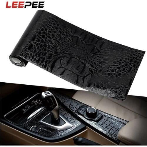 LEEPEE 150*10cm Car Sticker Film Leather Texture UV Protected Simulation Crocodile Black Motorcycle Styling Interior Decoration