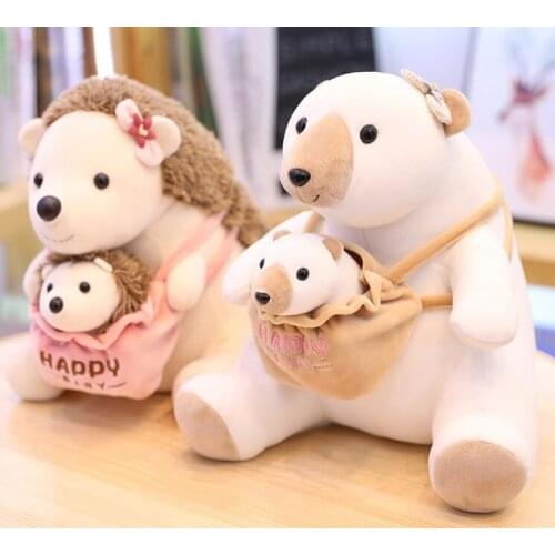 25cm Creative plush toys Mother and child Panda doll set Stuffed white bear toys Happy baby dolls
