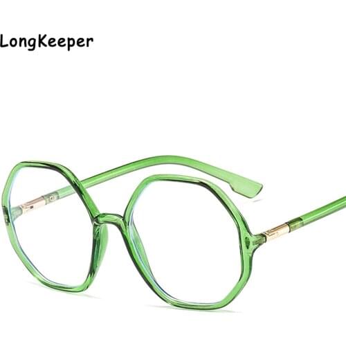 Oversize Square Anti-blue Light Glasses Frame For Women New Vintage Retro Green Clear Big Eyeglasses Men Computer Transparent