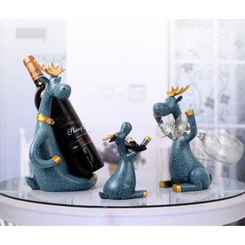 Nordic Resin Deer Sculpture Wine Rack Kitchen Wine Organizer Bottle Holder Home Decoration Display Shelf Statue Storage Racks