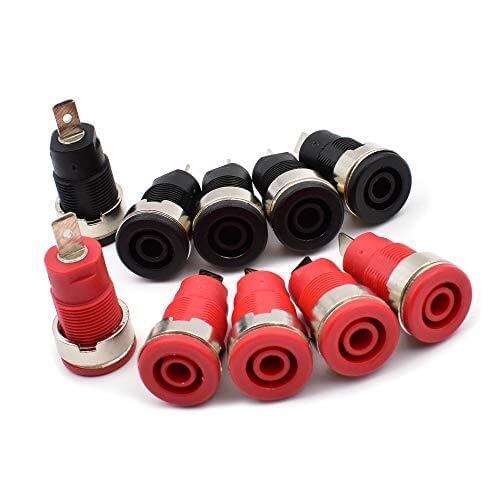 10Pcs 4mm Banana Jacks Panel Mount Banana Sockets Binding Post Adapter For 4mm Banana Plug Jack Connectors Reb Black