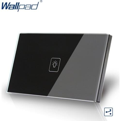 1 Gang 2 Way, 3 Way AU US Wallpad Black Crystal Electric Touch Screen Switch, 118*72mm Double Control Switch , Free Shipping