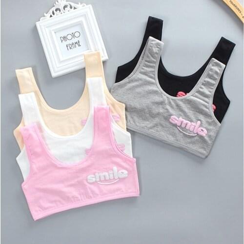 Teen Bra Girl Vest Cotton Spandex Big Girls Sport 7-14 Years Adolescente Kids Underwear Letter Training 1 Piece