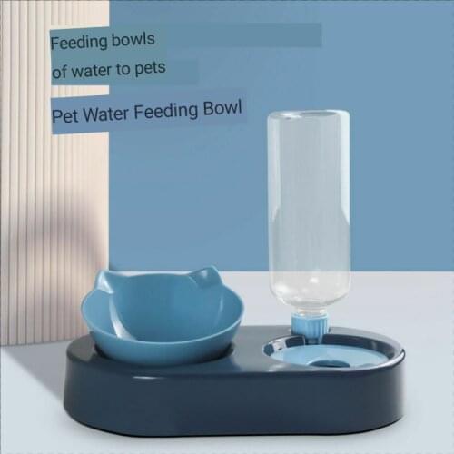 New Pet Drinking Feeder Automatic Water Refilling Cat Food Bowl Diagonal Bowl Pet Bowl Dog Drinking Fountain Automatic Cat Feedi