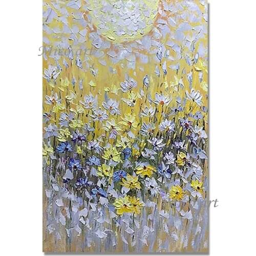 Dropshipping Knife Thick Flower Wall Pictures Oil Painting Canvas Art 100% Hand-painted Home Good Wall Art Unframed Paintings