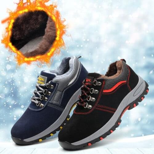 Labor Men Shoes Safty Welder Wear-resistant Work Whoes High Help Hunting Shoes Keep Warm Winter Plus Velvet Hiking Shoes Mens