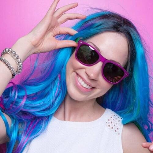 Rainbow Wigs Mixed Blue Yellow Green Purple Dark Roots Ombre Synthetic Lace Front Wig Long Natural Body Wave Multi Color Frontal