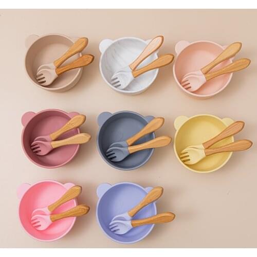 Baby Feeding plate Learning Dishes Waterproof Spoon NonSlip Feedings Silicone Bowl Tableware Baby Products Baby Plate