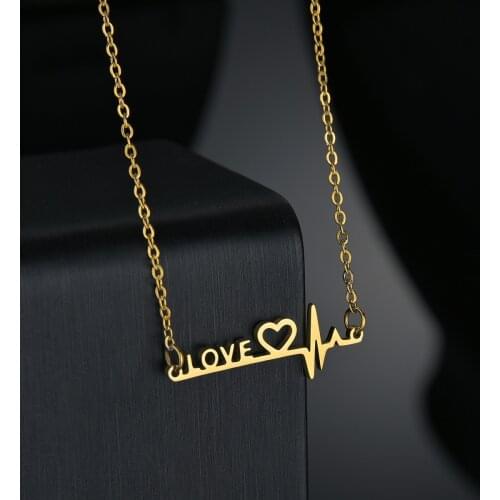 Stethoscope Heartbeat Gold Necklace Women Love Heart Stainless Steel Necklaces & Pendants Medical Nurse Doctor Lover Gifts