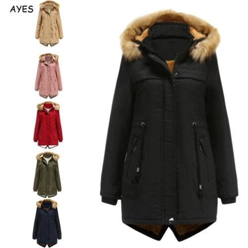 Women High Quality Keep Warm Overcoat Fur Hap Zipper Pockets Outers Autumn Winter Cotton Women Parkas Red Female Plus Size 3xl