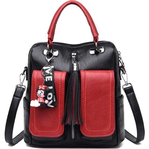 3-in-1 Women Backpacks Vintage Female Shoulder Bags Soft Leather Backpack Ladies Travel Back Pack Luxury Bags for Girls Mochila