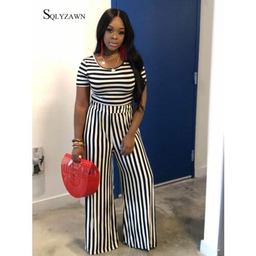 Csausl Striped Summer Matching Sets Women Short Sleeve Tops and Wide Leg Pants Two Piece Set High Street Loose Outfits Plus Size