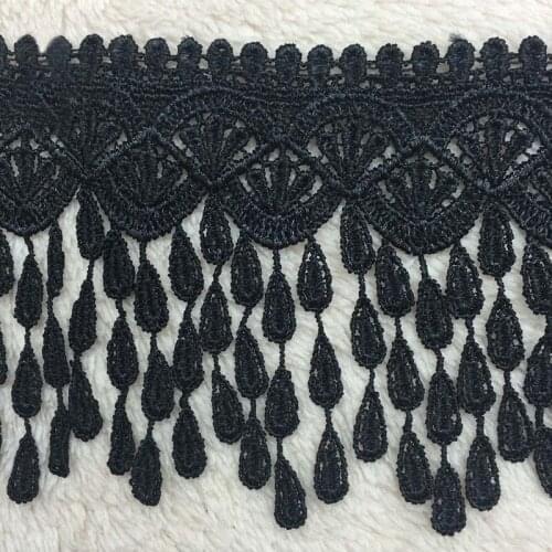 1yard DIY Clothing Accessories High Quality Black White Fringe Lace Trims DIY Craft Sewing Supplies Tassel Curtain Lace Fabric