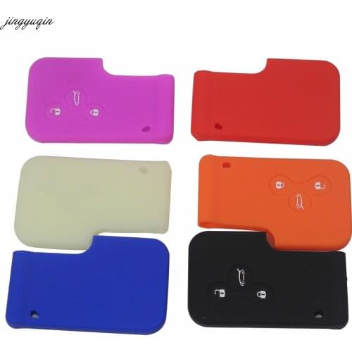 Jingyuqin 10pcs Silicone Rubber 3 Button Car Key Cover Case Protector Smart Card For Renault Clio Logan Megane 2 3 Koleos Scenic