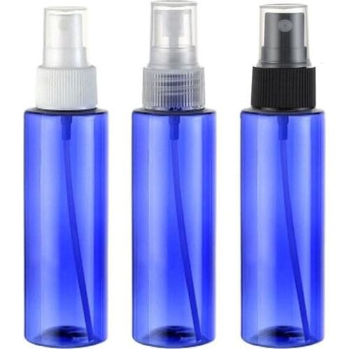 100ml X 50 empty round blue color spray pump plastic bottles 100cc empty cosmetic container 3.4oz toilet water PET bottles spray
