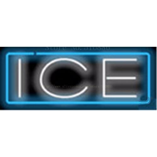 17*14" ICE NEON SIGN REAL GLASS BEER BAR PUB LIGHT SIGNS store display Restaurant Shop drink food Advertising Lights