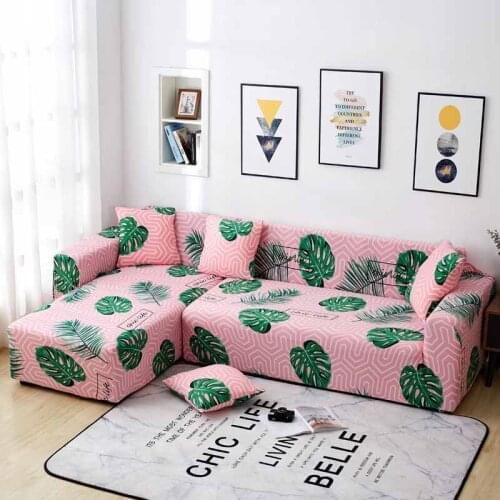 2pcs Plant Print Sofa Cover Couch Furniture Cover Sofa Tight Wrap Slip-resistant for Living Room Elastic L Shape Armchair