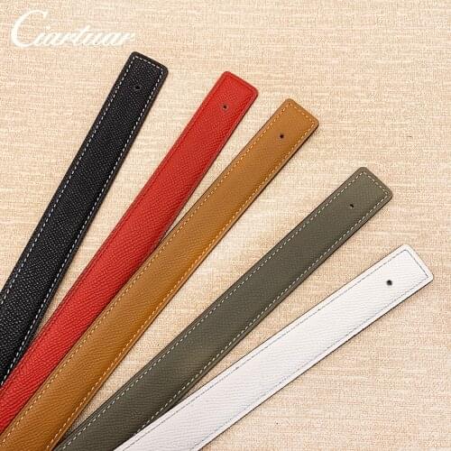 2020 WITHOUT BUCKLE 2.4 cm 24mm new design for men women belt high quality cowskin genuine leather two sides free shipping