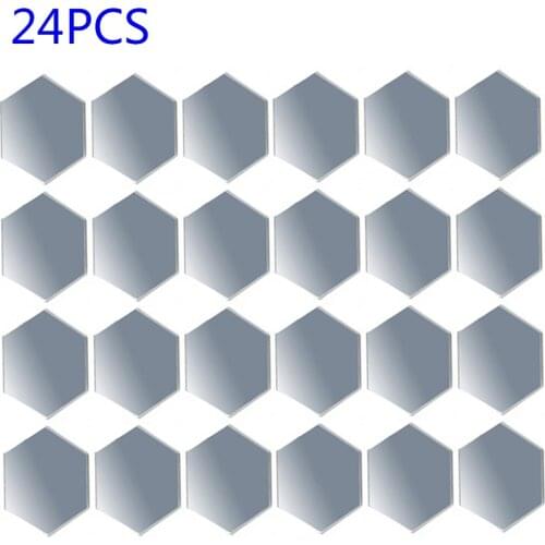 24Pcs 3D Mirror Wall Stickers DIY Living Room TV Background Decor Hexagon Wall Sticker Home Acrylic Mirror Art Decoration