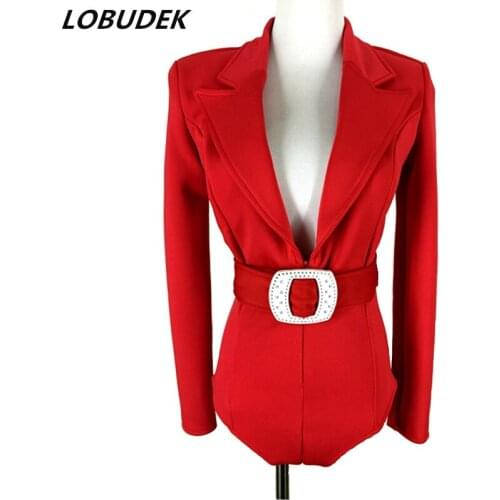 4 Color Sexy V-neck Long Sleeve Bodysuit Female Jazz Rock Dance Catsuit Stage Wear Nightclub DJ Singer Performance Dance Costume