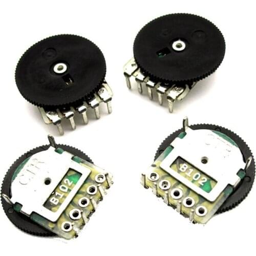 50pcs 1k 14x1mm B102 Duplex Worm Gear Dial Adjust Regulation-resistance 5Foot Double Potentiometer