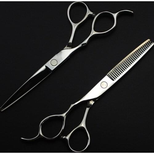 6.0 Inch Bright Flat Screw Professional Japanese Stainless Steel Salon Haircut Cutting Thinning Left handed Scissors