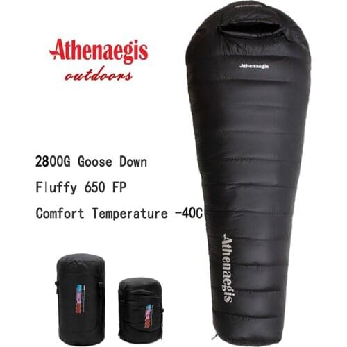 Athenaegis Ultralight Comfortable Waterproof 2800g White Goose Down Filling Can Be Spliced Winter Sleeping Bag