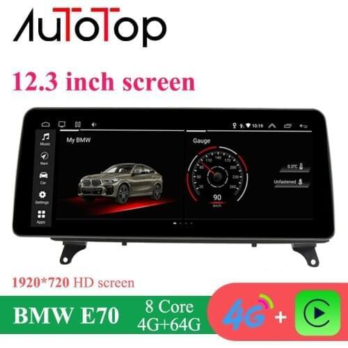 AUTOTOP 12.3" BMW X5 E70 Android 10.0 2Din Autoradio GPS Carplay for BMW X5 E70/X6 E71 (2007-2013) CCC/CIC Android Auto 4G Wifi