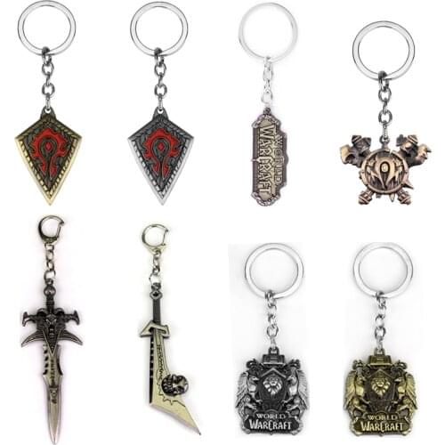 Hot Sale New BLZ Game World Of Warcraft Keychain Engraved WOW Logo Metal Keyring for Man Dropshipping