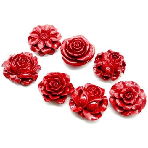 Chinese Organic Cinnabar natural Quartz crystal carve of flower charm Pendant for diy Jewelry making Necklace Accessories R7