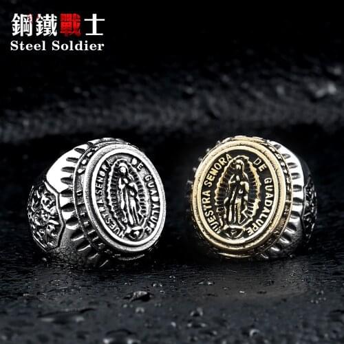 Steel soldier amiable Blessed Virgin Mary ring Judaism and Christianity religion lucky jewelry drop ship