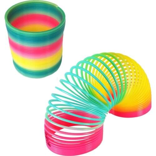 Colorful Antistress Hand Skill Toys Big Magic Rainbow Circle Plastic Spring Coil Children Kids Creative Folding Educational Toys