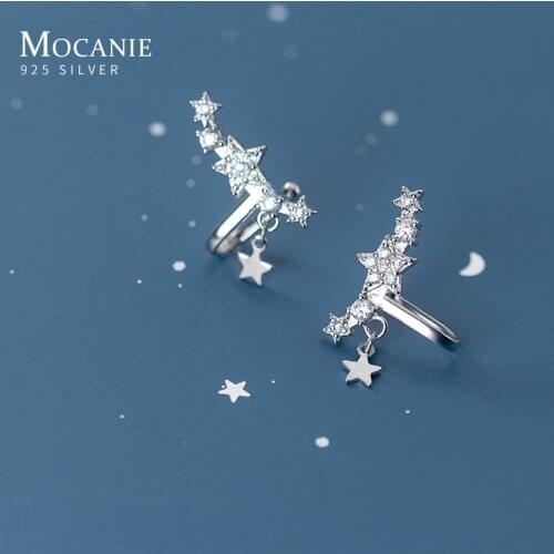 Modian Genuine 925 Sterling Silver Twinkling Zircon Stackable Star Clips Earring for Women Fashion Weddding Party Fine Jewelry