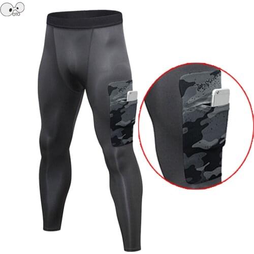 Men Bodybuilding Fitness Running Tights With Pockets New GYM Compression Sweat Pants Long Trousers Sportswear Jogging Leggings