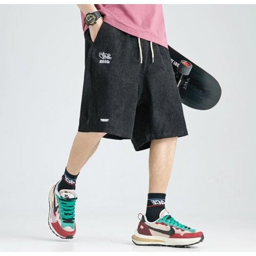 2021 New Fashion Casual Shorts Sport Half Pants Mens For Boy With Embroidered Loose Corduroy Shorts Fitness Walking Workout